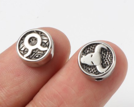 Бусина со знаком зодиака "Лев" из нержавеющей стали 10мм